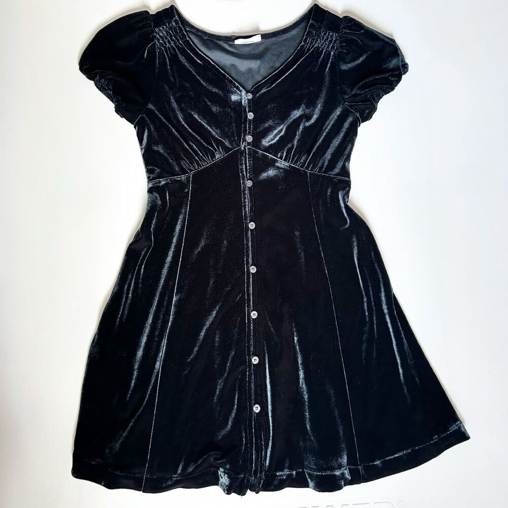 Gap Girls Size 10 Velvet Dress Dark Green Black Holiday Christmas Party